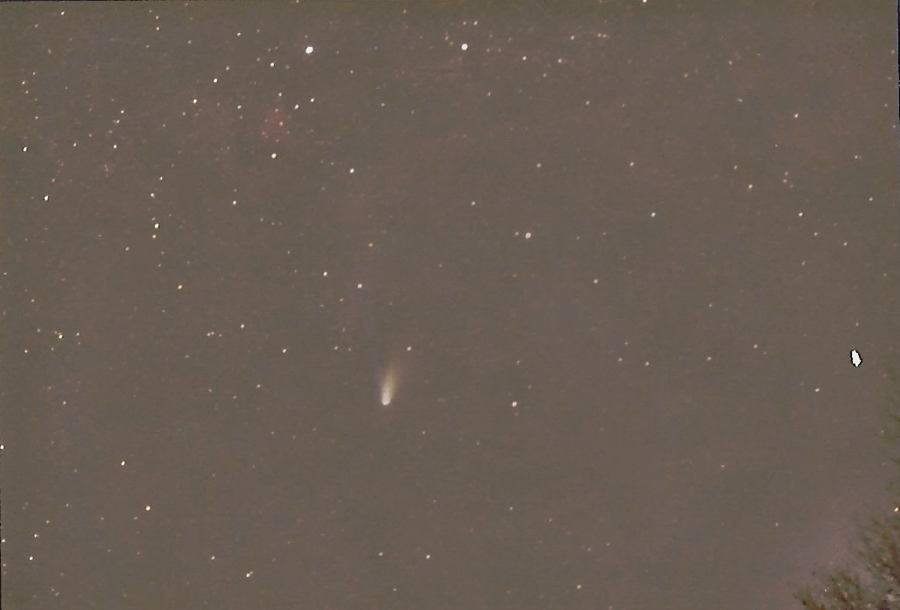 Komet Hale-Bopp im März 1997. Die Aufnahme entstand mit der analogen Kamera Canon AE1.