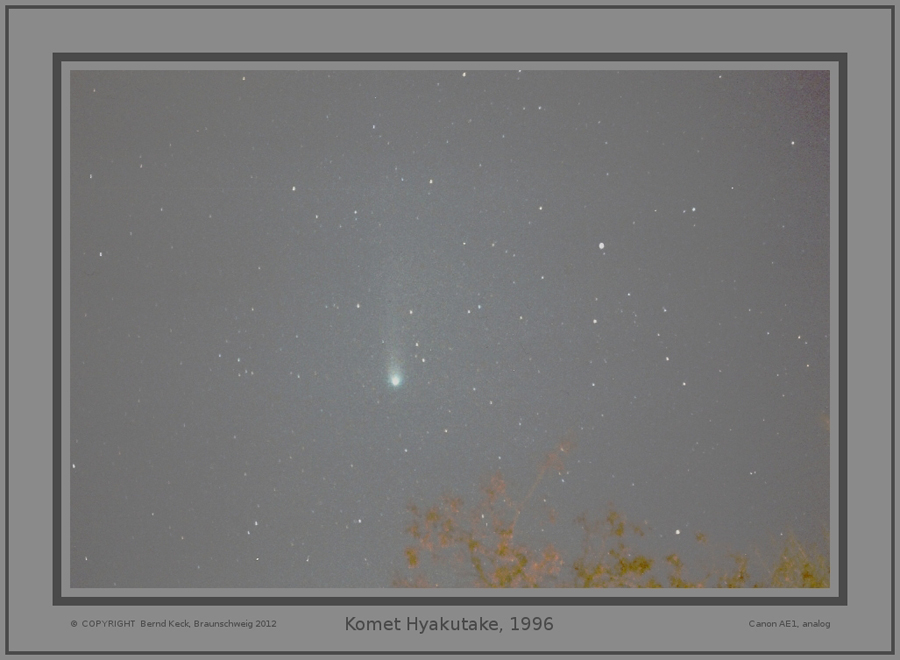 1996, Komet C/1996 B2 Hyakutake; Dieses Foto wurde noch mit einer analogen Kamera ( Canon AE 1) aufgenommen.