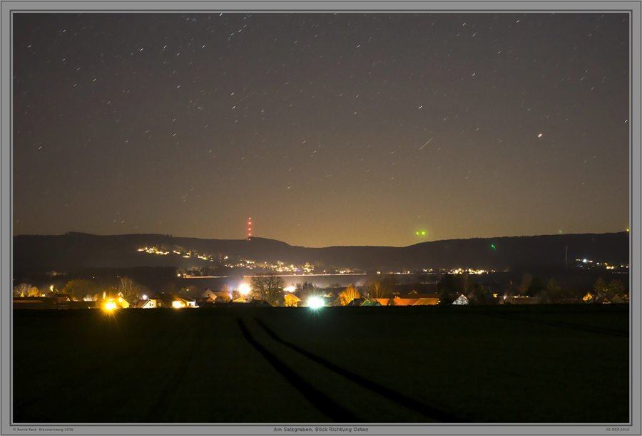 Lichtverschmutzung am Beobachtungsplatz, Blick Richtung Osten. 02-DEZ-2016
