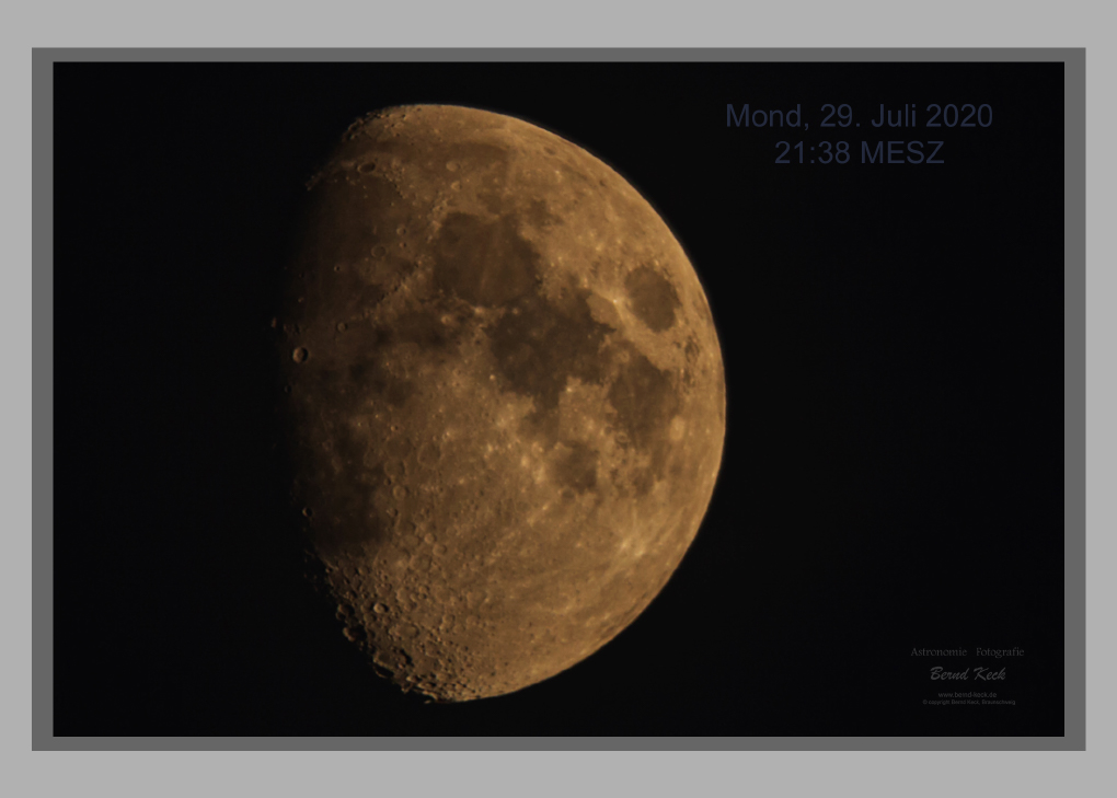 Der Mond am 29. Juli 2020 mit f 800mm, beschnitten