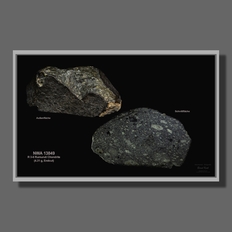 NWA 13849 (R 3-6 Rumuruti Chondrite), Marocco, Endcut 4.31 g